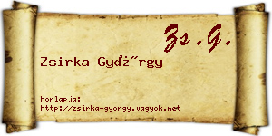 Zsirka György névjegykártya